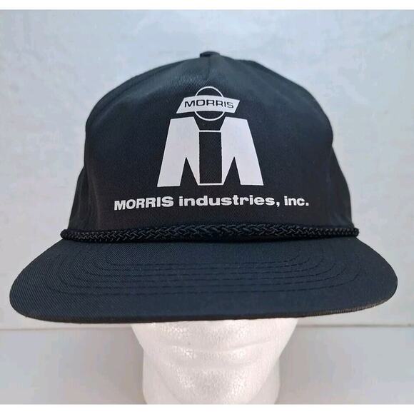 Vintage Morris Industries Trucker Hat Cap Rope Snapback Black - Picture 1 of 7